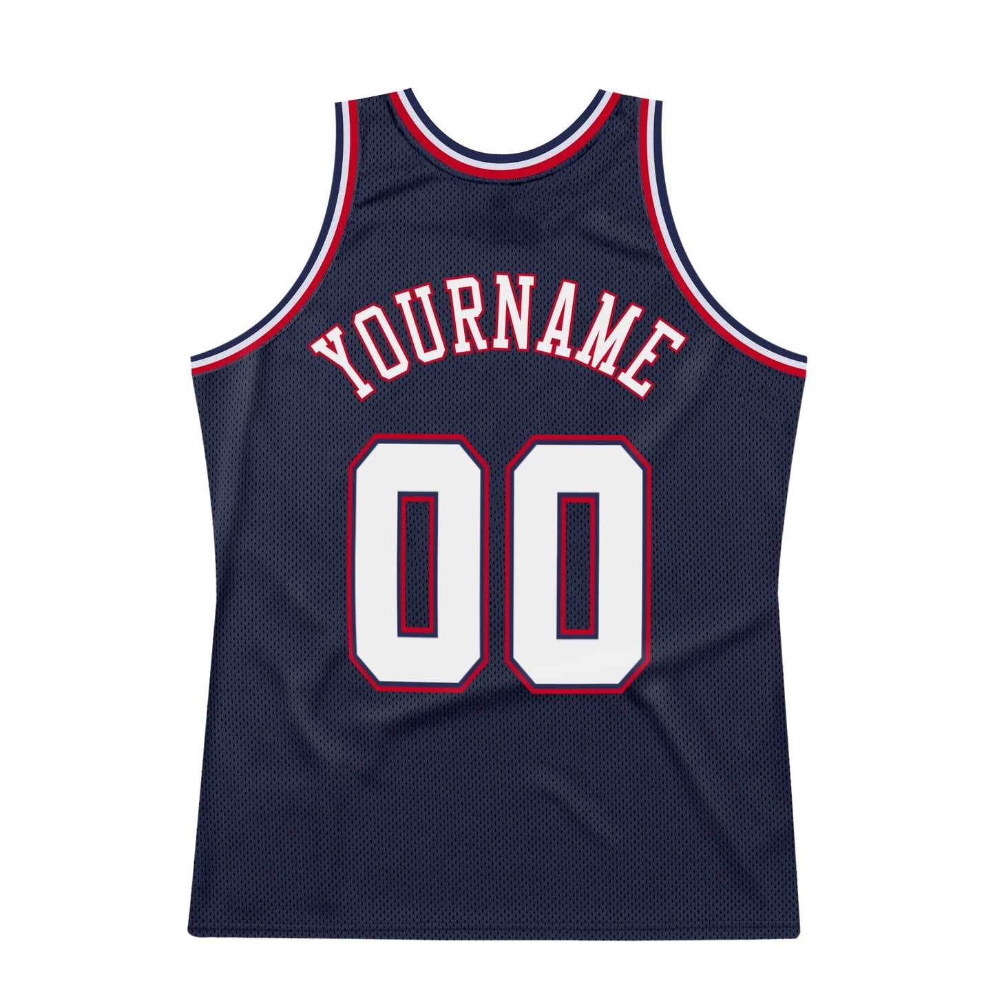 Custom Navy White-Red Authentic Throwback Basketball Jersey