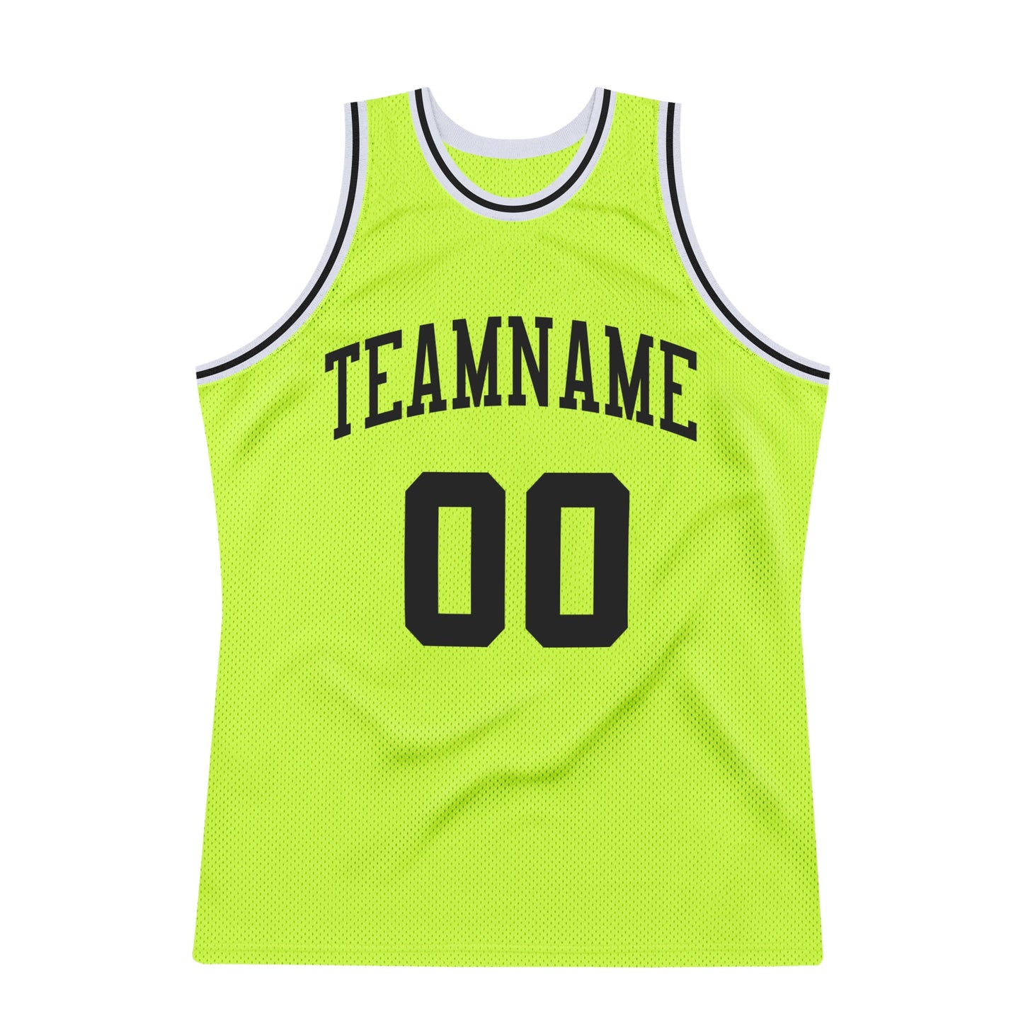 Custom Neon Green Black-White Authentic Throwback Basketball Jersey