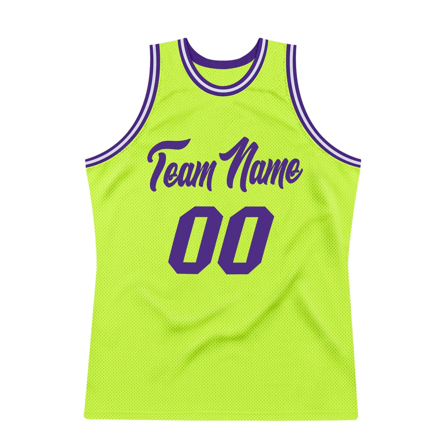 Custom Neon Green Purple-White Authentic Throwback Basketball Jersey