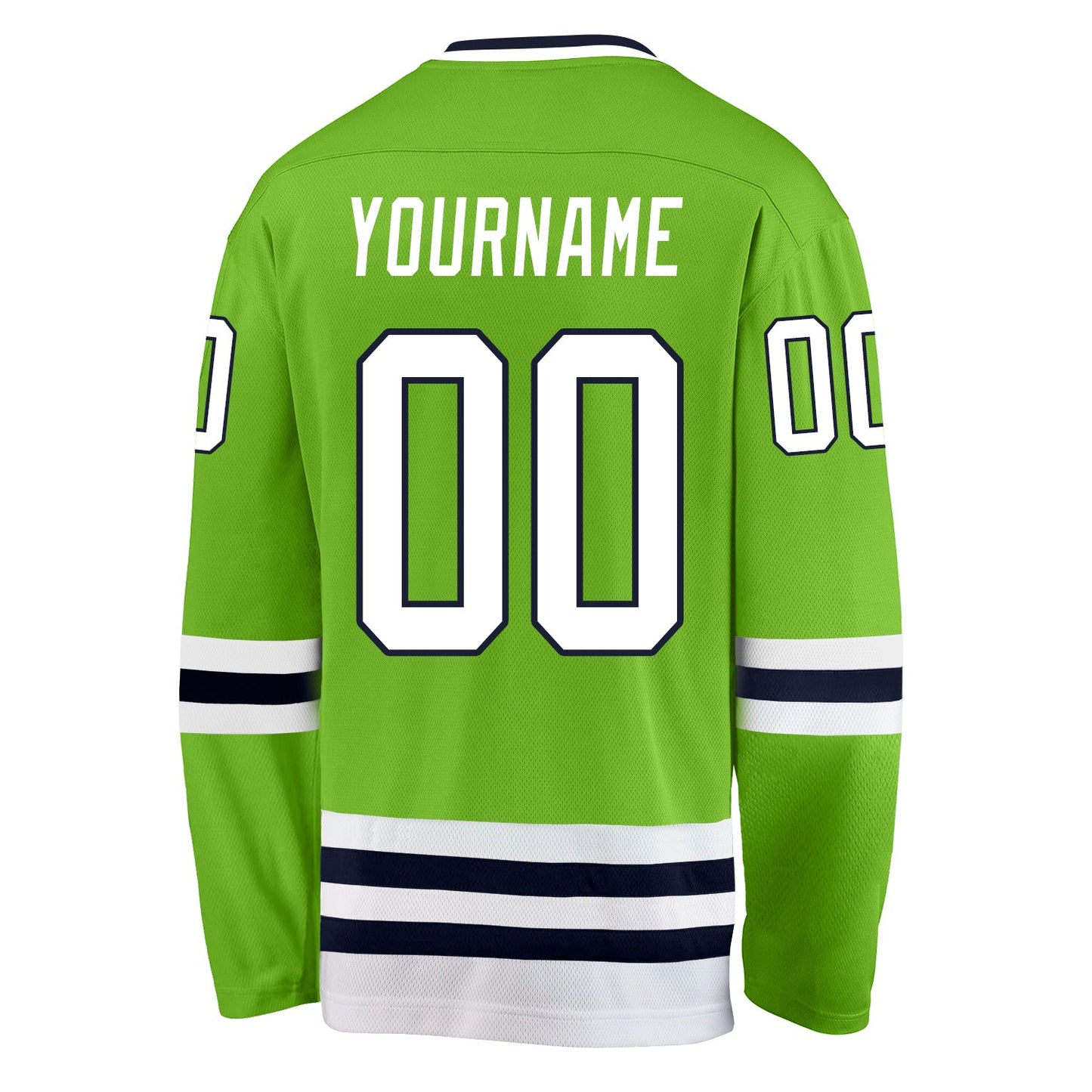 Custom Neon Green White-Navy Hockey Jersey