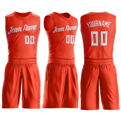 Custom Orange White Round Neck Suit Basketball Jersey