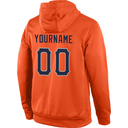 Custom Stitched Orange Navy-Gray Sports Pullover Sweatshirt Hoodie