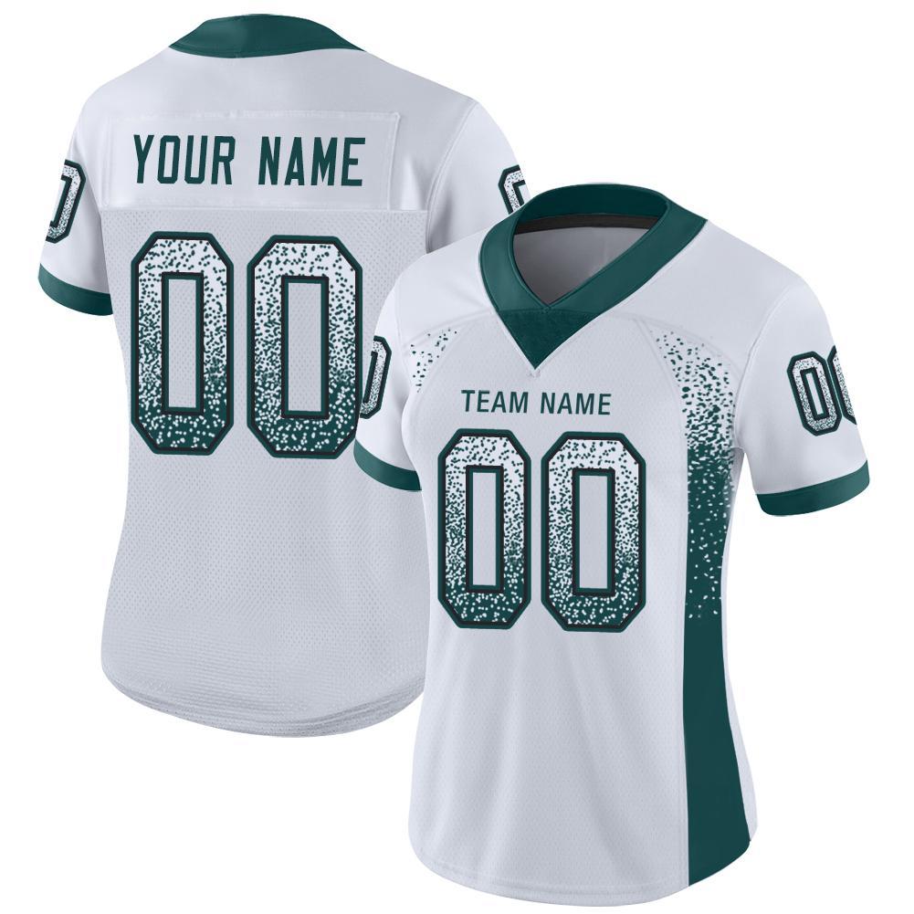 Custom White Midnight Green-Black Mesh Drift Fashion Football Jersey