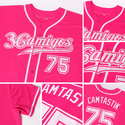 Custom Pink White Authentic Softball Jersey