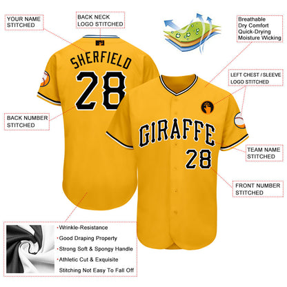 Custom Gold Black-White Softball Jersey