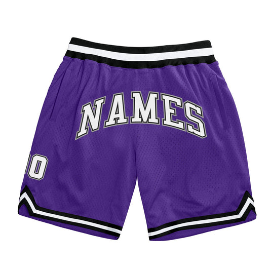 Custom Purple White-Black Authentic Throwback Basketball Shorts