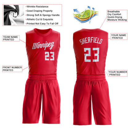 Custom Red White Round Neck Suit Basketball Jersey