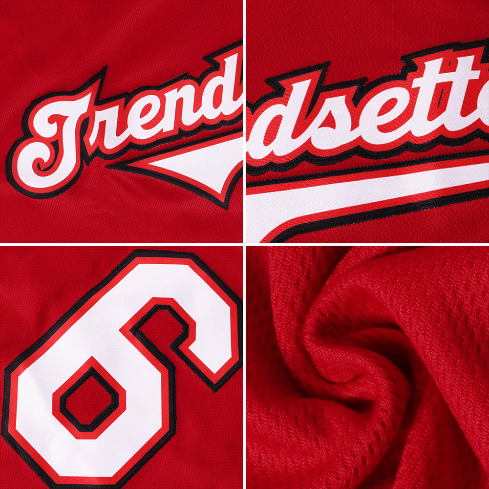 Custom Red White-Black Authentic Softball Jersey