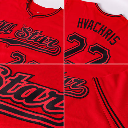 Custom Red Black Authentic Softball Jersey