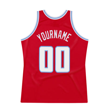 Custom Red White-Light Blue Authentic Throwback Basketball Jersey