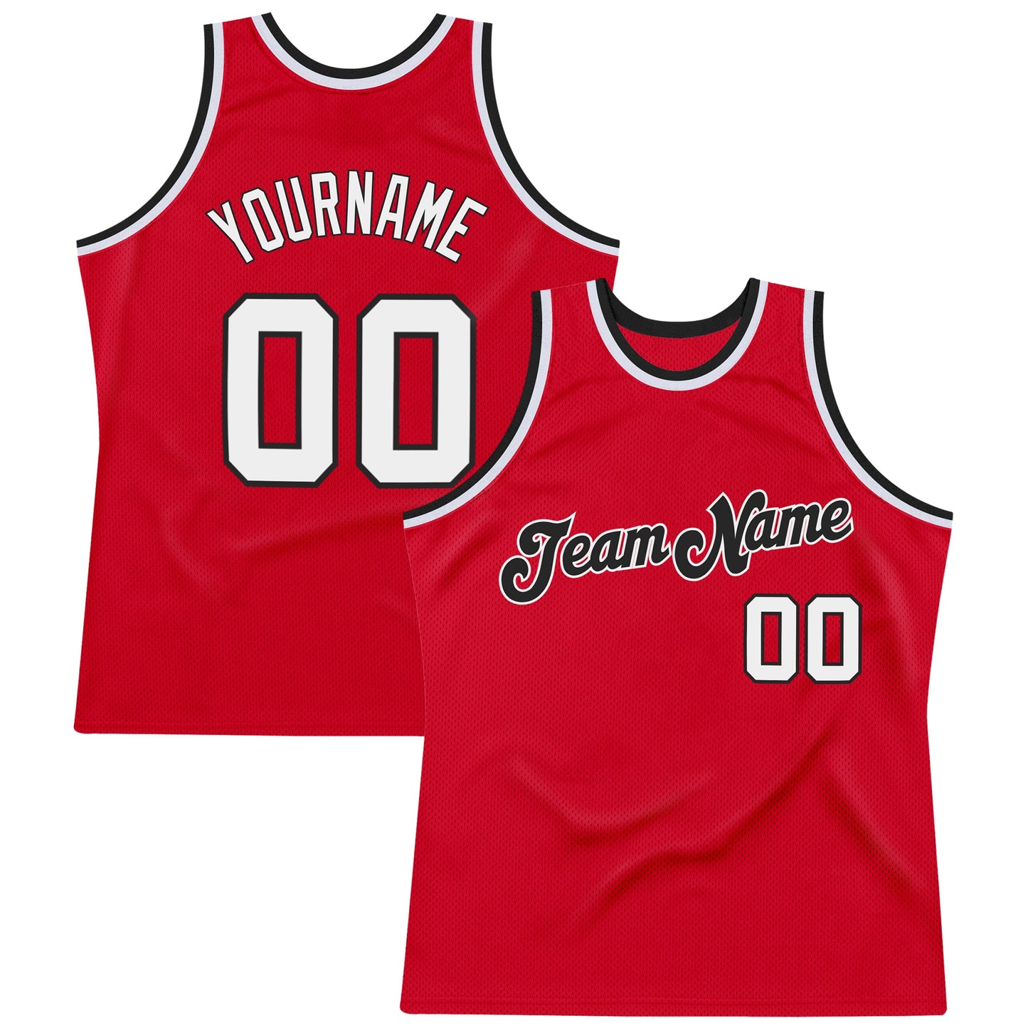 Custom Red White-Black Authentic Throwback Basketball Jersey