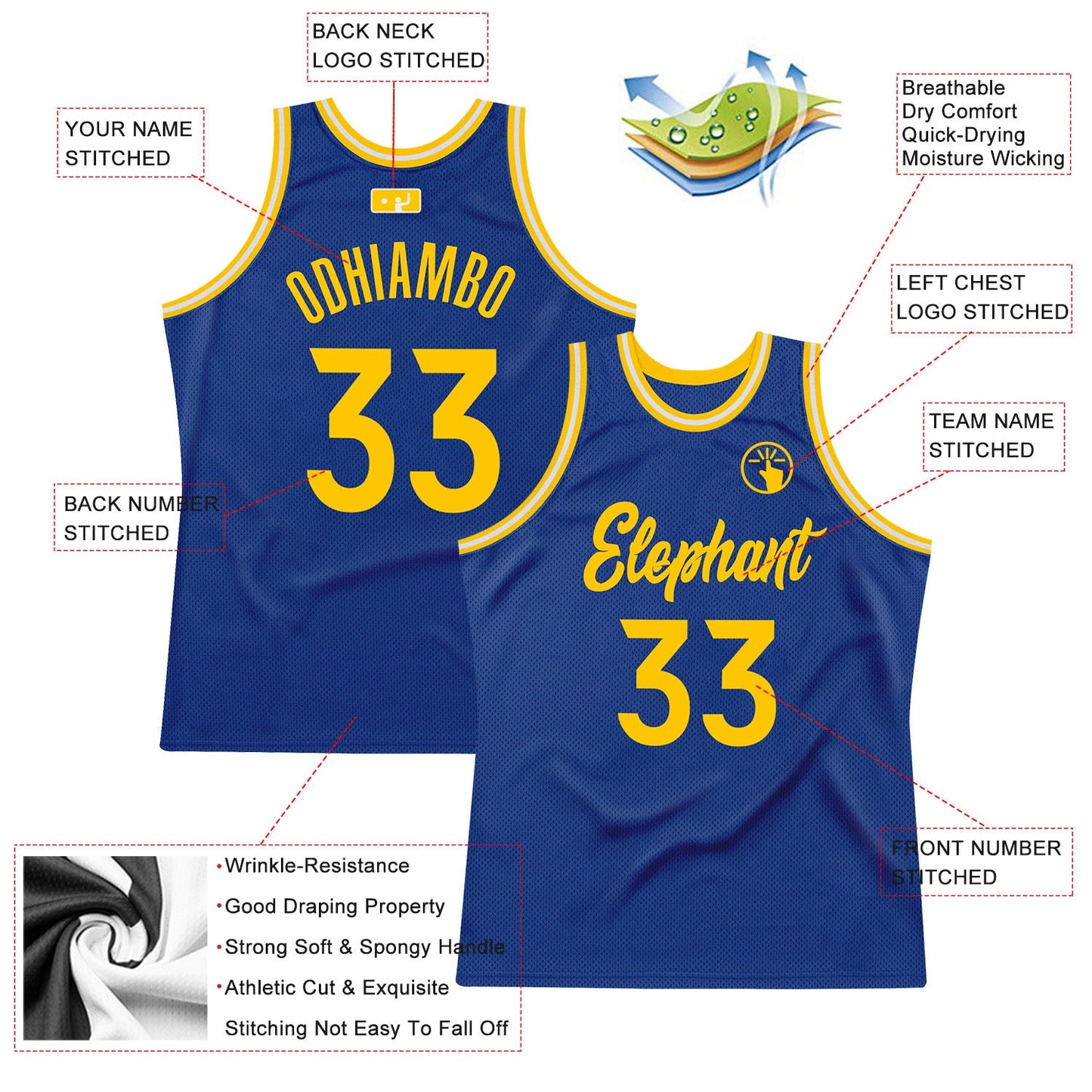 Custom Royal Gold-White Authentic Throwback Basketball Jersey