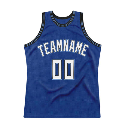 Custom Royal White-Light Blue Authentic Throwback Basketball Jersey