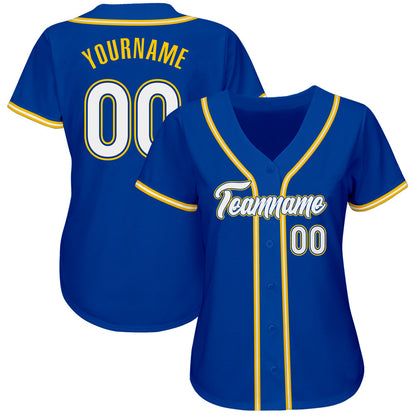 Custom Royal White-Gold Authentic Softball Jersey