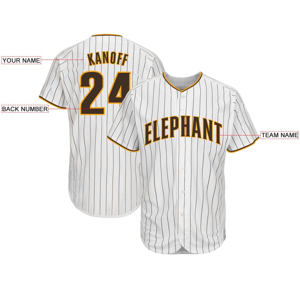 Custom White Brown Pinstripe Brown-Gold Softball Jersey