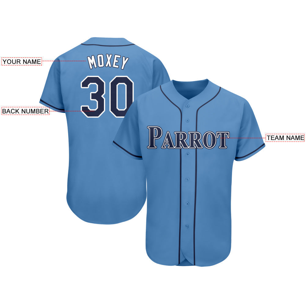 Custom Powder Blue Navy-White Softball Jersey