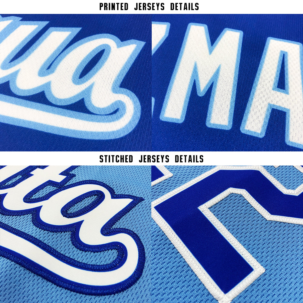 Custom Powder Blue Navy-White Softball Jersey