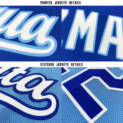 Custom Powder Blue Navy-White Softball Jersey