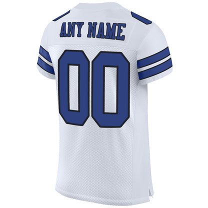 Custom White Royal-Black Mesh Authentic Football Jersey