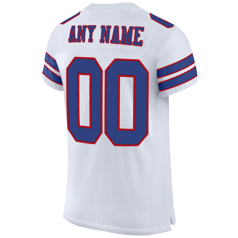 Custom White Royal-Red Mesh Authentic Football Jersey