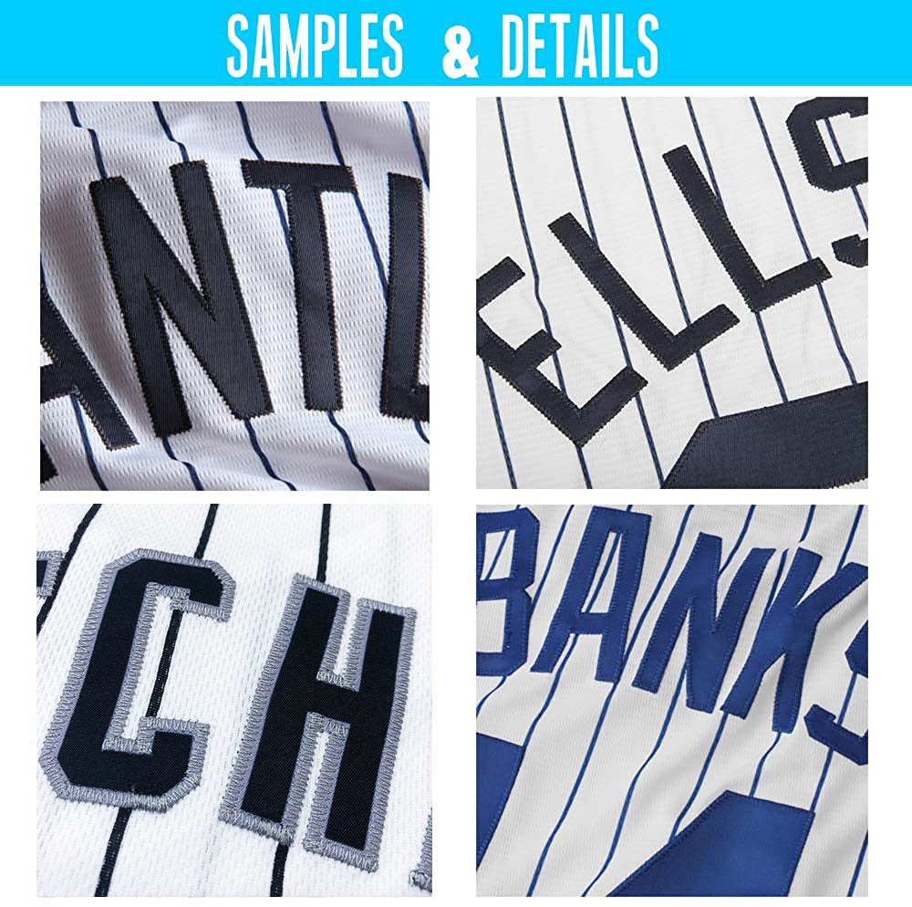 Custom White Navy Pinstripe Navy-Gold Authentic Baseball Jersey