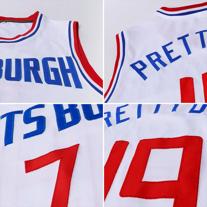 Custom White Red-Royal Authentic Throwback Basketball Jersey