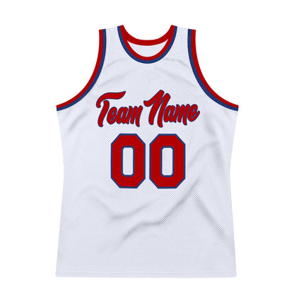 Custom White Red-Royal Authentic Throwback Basketball Jersey