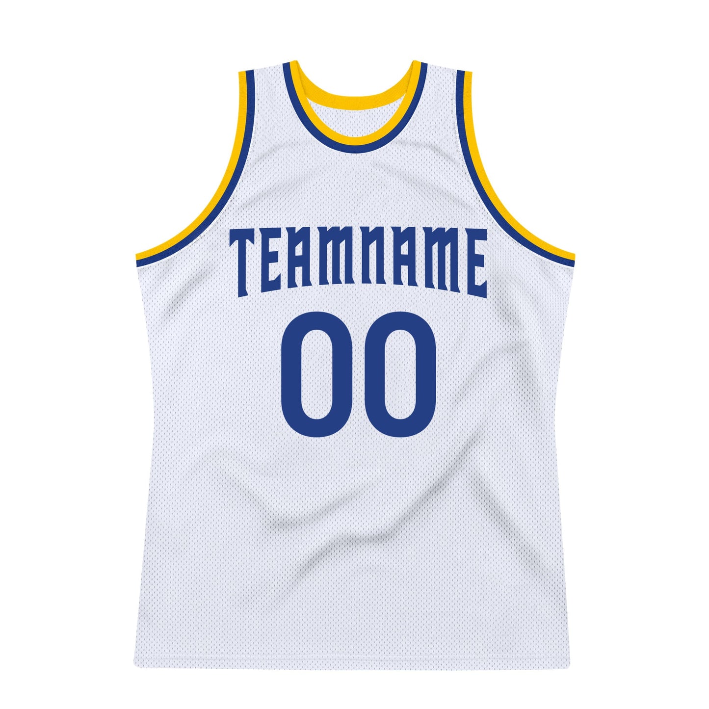 Custom White Royal-Gold Authentic Throwback Basketball Jersey