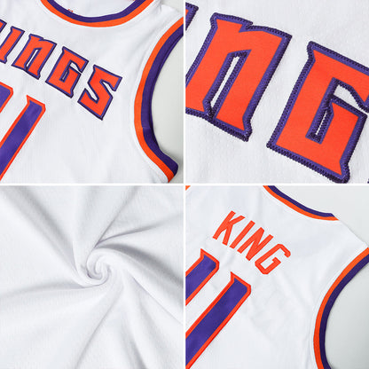 Custom White Red-Gold Authentic Throwback Basketball Jersey