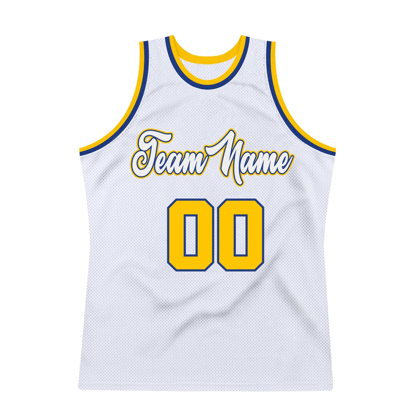 Custom White Royal-Gold Authentic Throwback Basketball Jersey